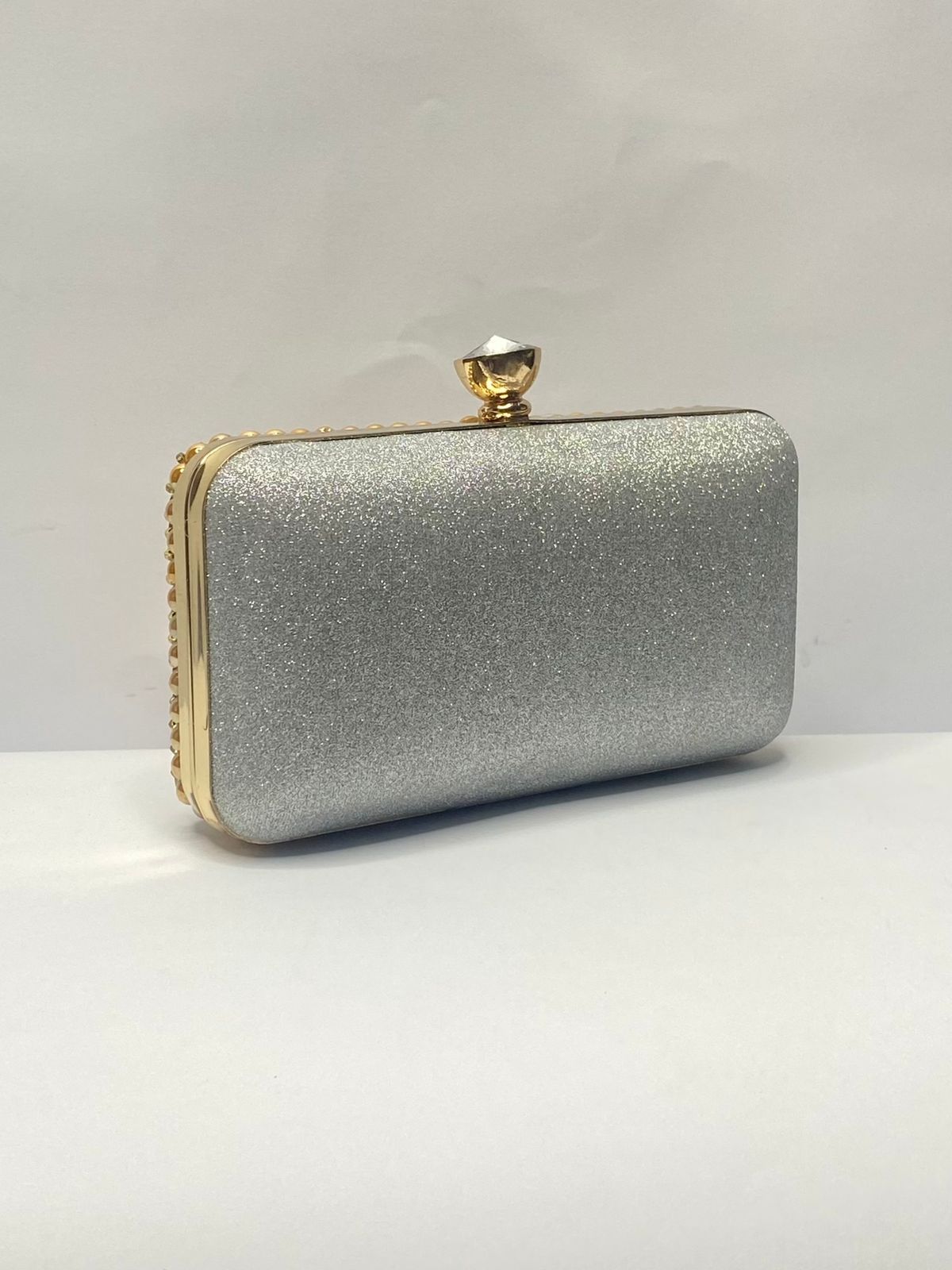 Stone & Pearl Fancy Clutch (silver)